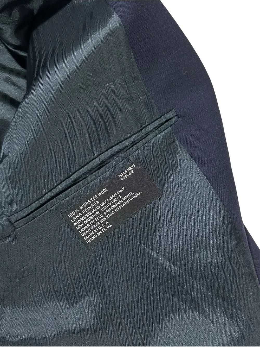 Vtg Stafford Navy Blue Wool Suit Jacket Sports Coat Tailored In USA Sz 46R NWOT